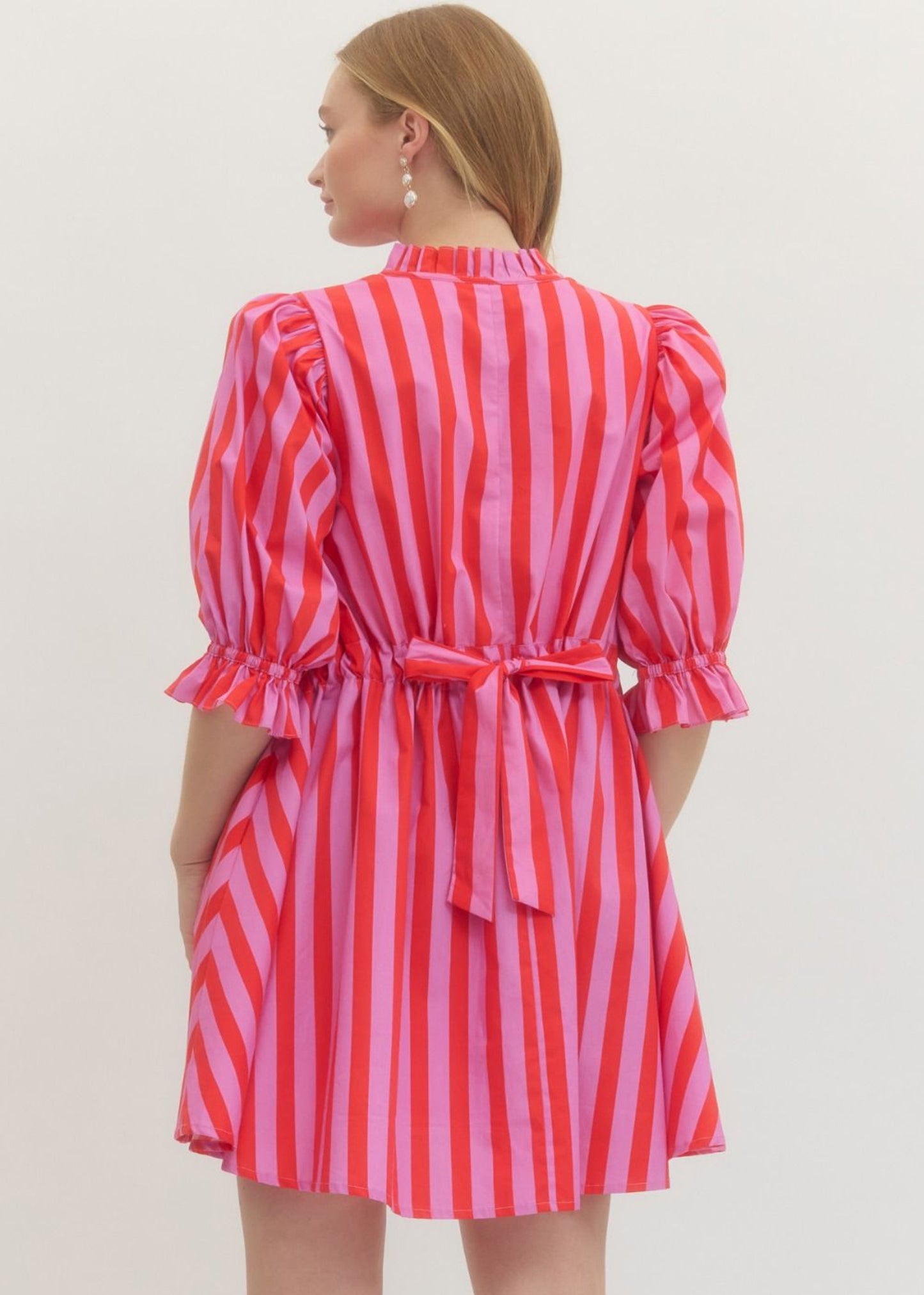 JACEY STRIPED DRESS - PINK