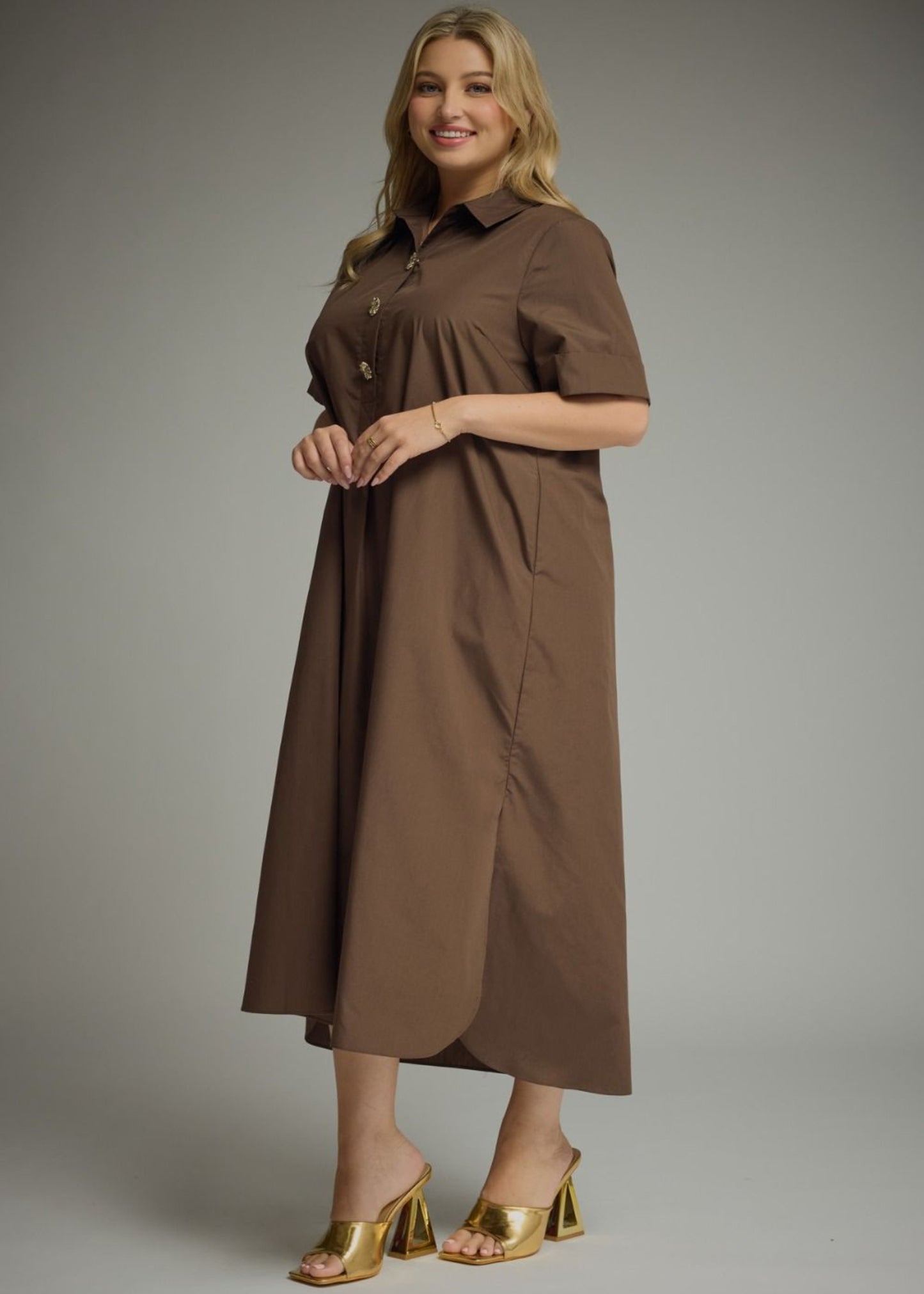 EMILY DRESS - BROWN PLUS SIZE
