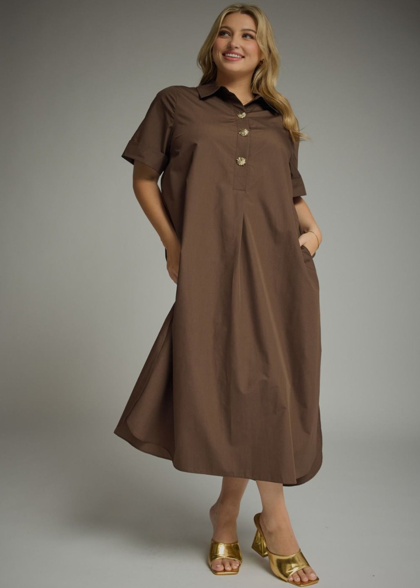 EMILY DRESS - BROWN PLUS SIZE