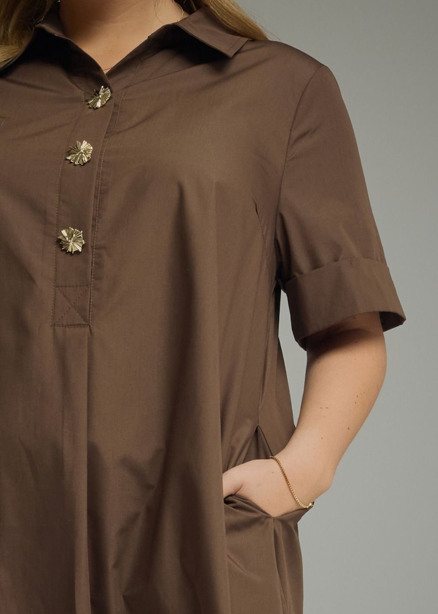 EMILY DRESS - BROWN PLUS SIZE