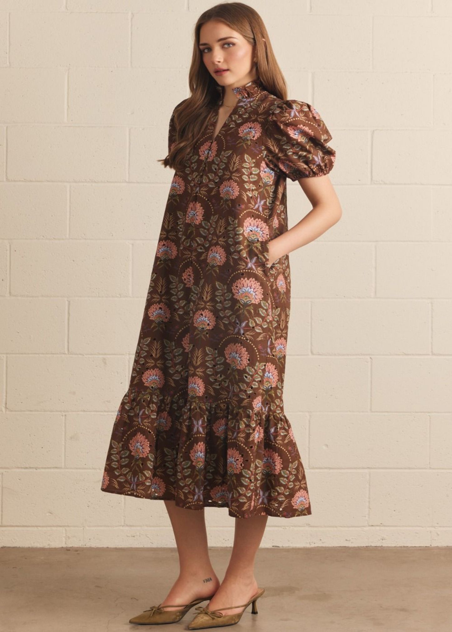MORGAN DRESS - BROWN
