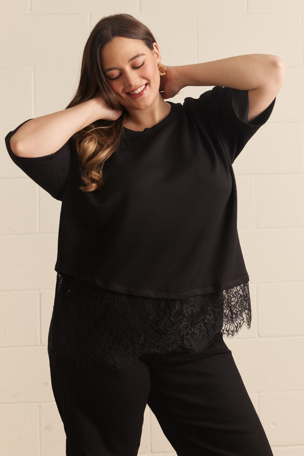 LAUREN TOP - BALCK PLUS SIZE