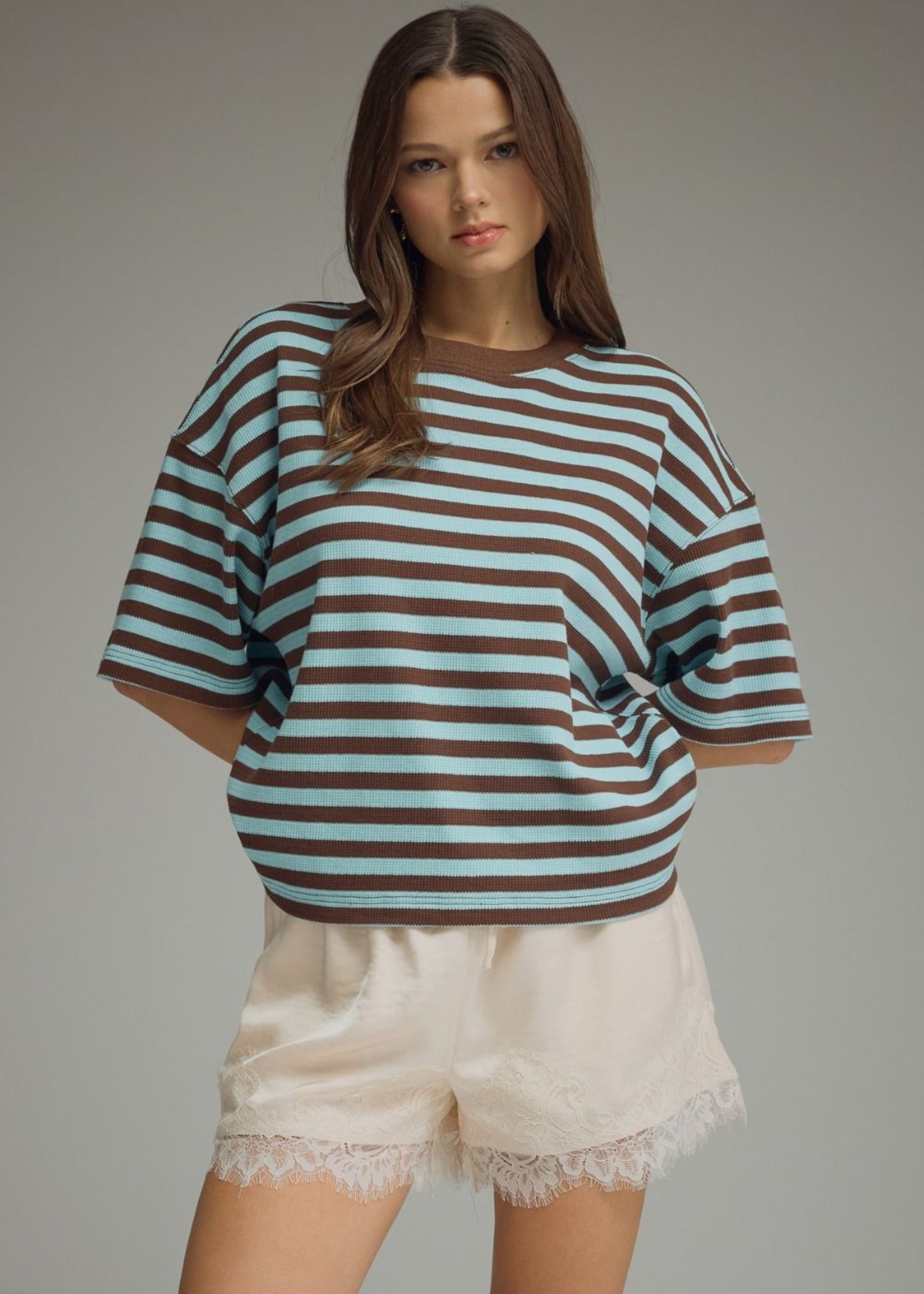 POOLE TOP- BLUE BROWN
