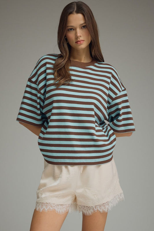 POOLE TOP- BLUE BROWN