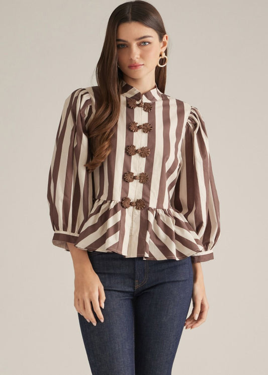 CANDICE TOP-BROWN ECRU