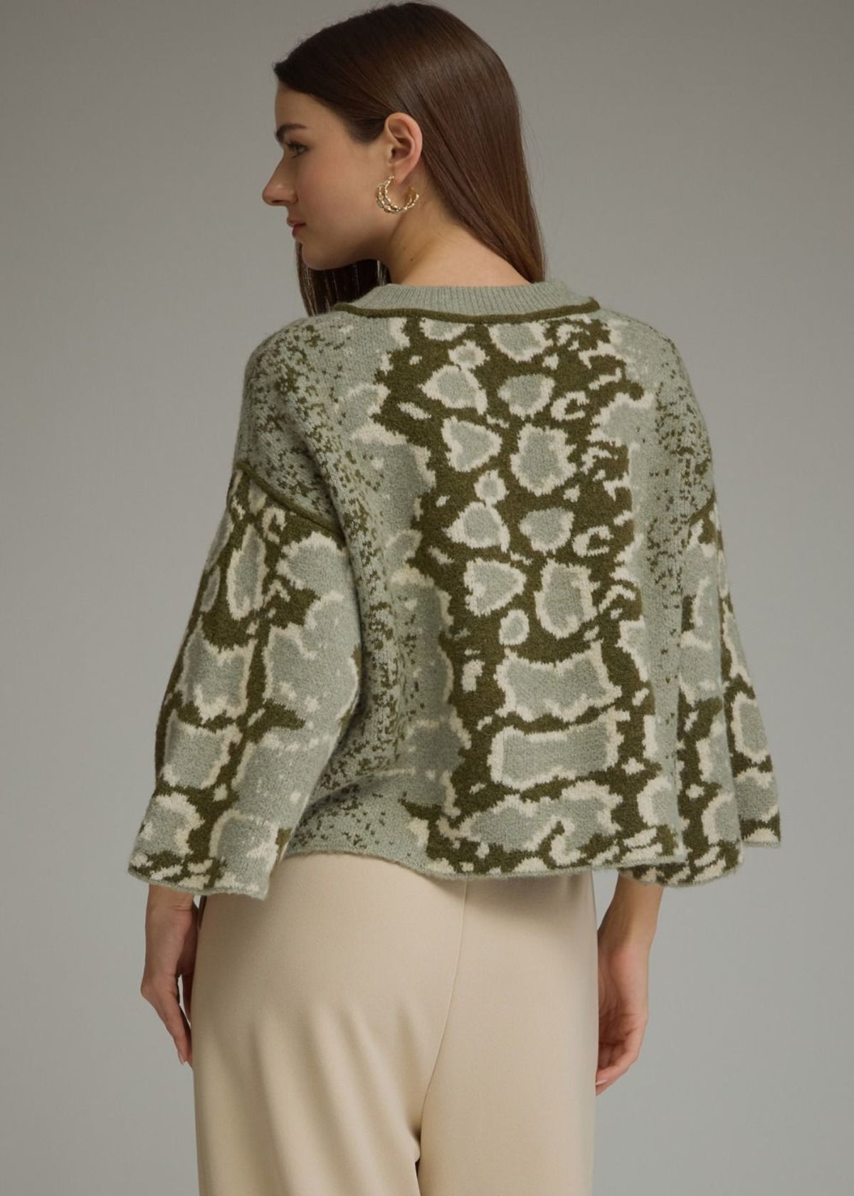 ALIX TOP - OLIVE SNAKE PRINT