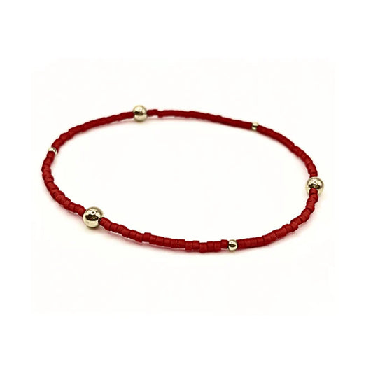 Game Day Gold-Filled & Seed Bead Waterproof Bracelets Collection- Red