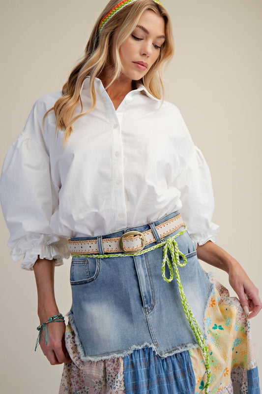 HARLEY BUTTON DOWN TOP - WHITE
