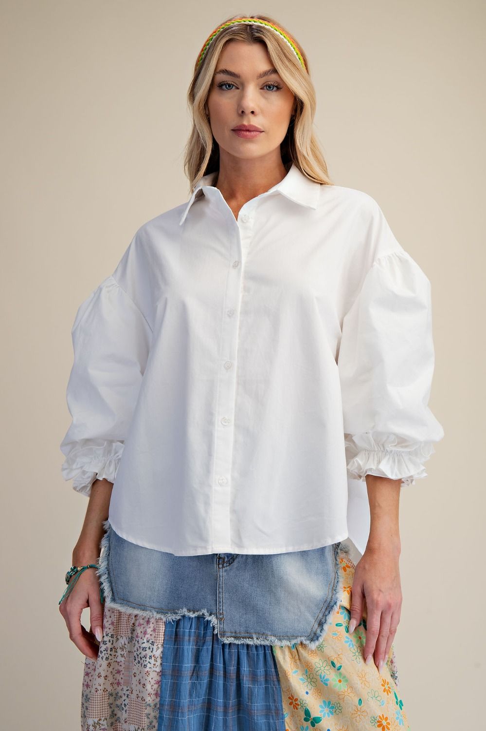 HARLEY BUTTON DOWN TOP - WHITE
