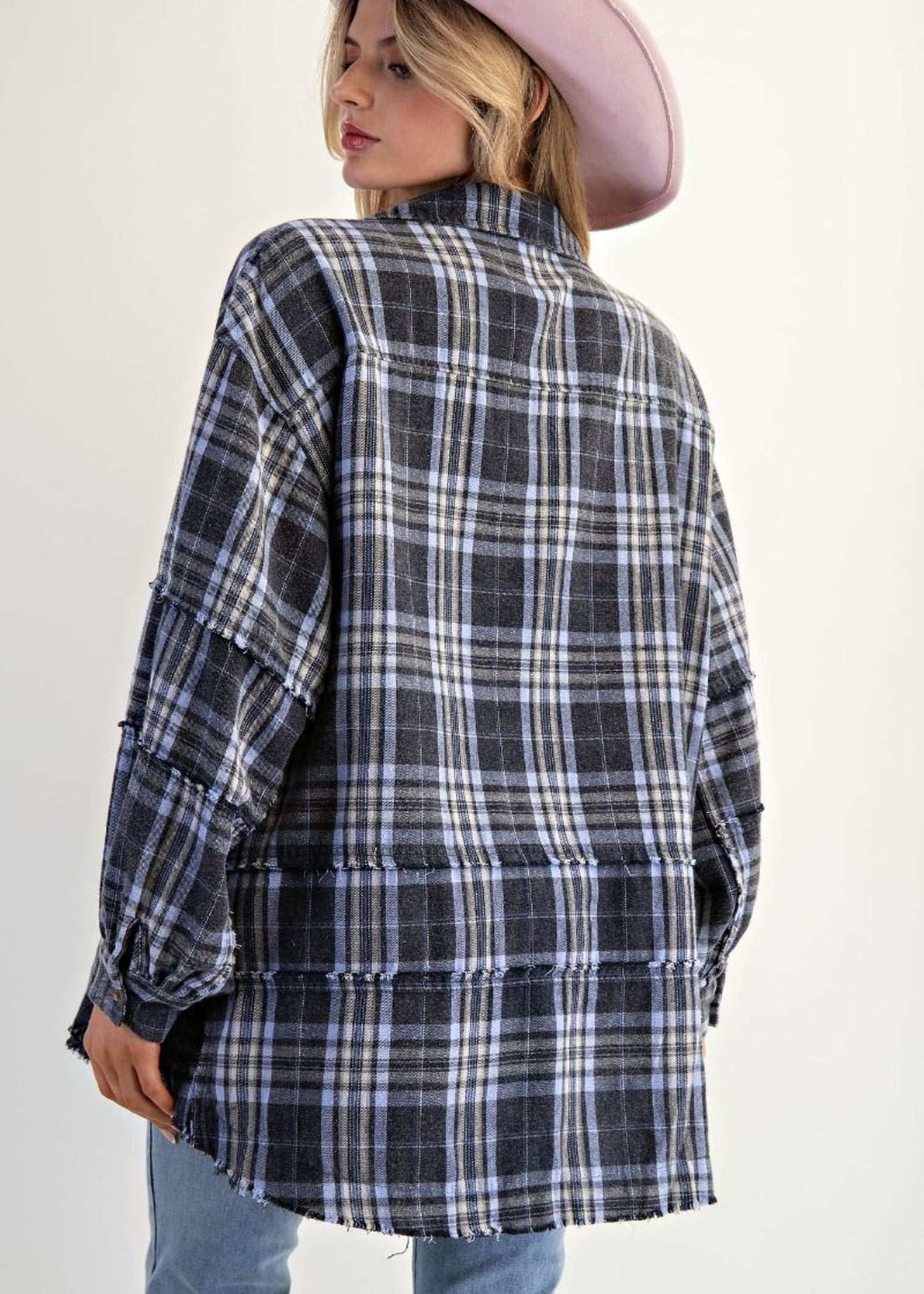 ADDISON PLAID SHIRT - NAVY