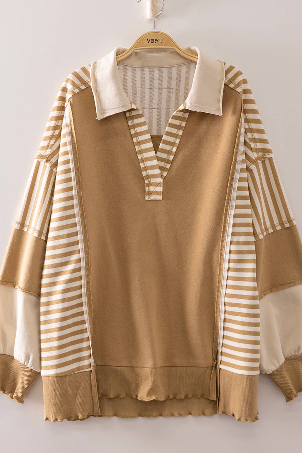 Vintage Stripe Rugby Sweatshirt - Heather Gray