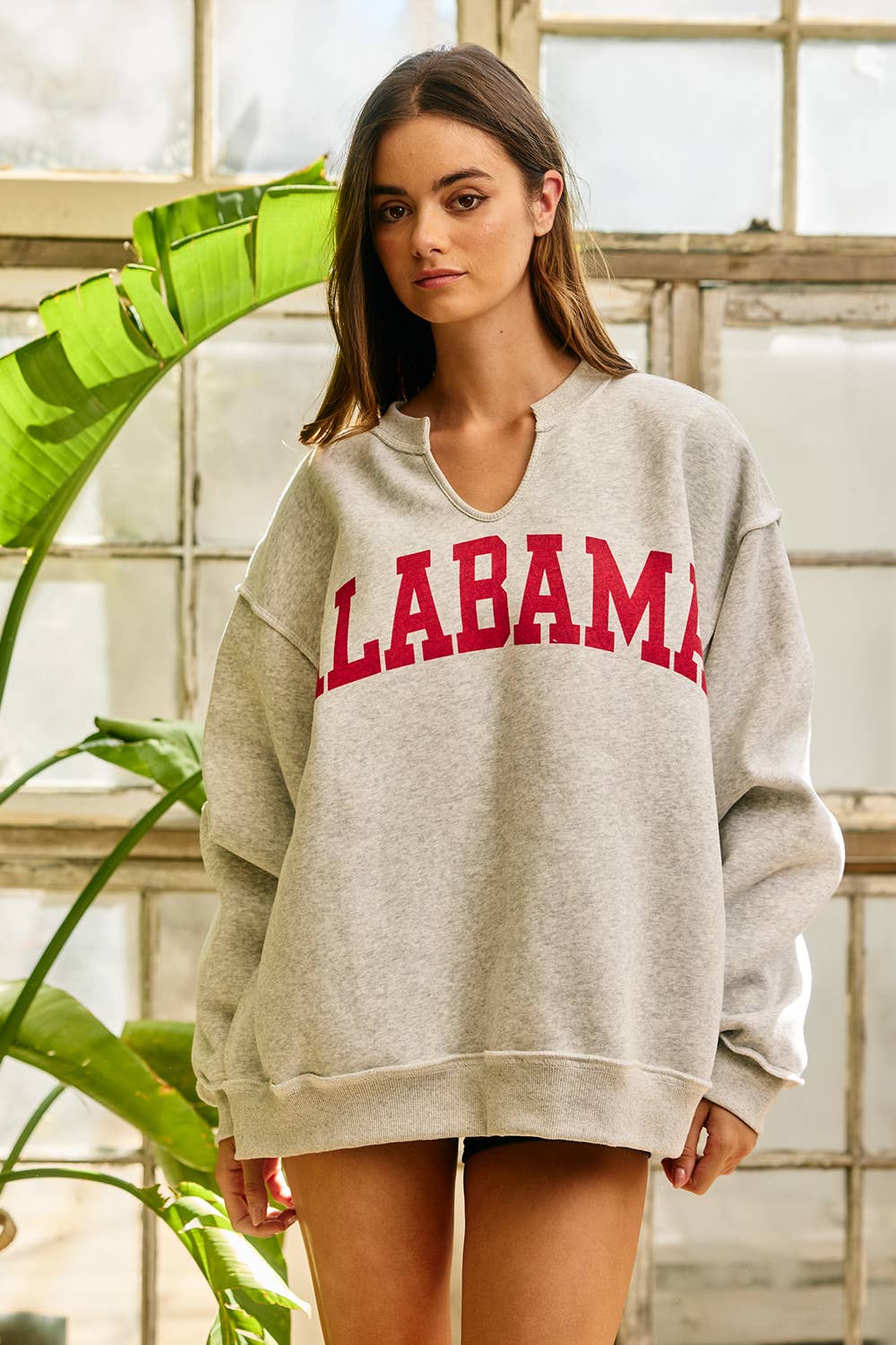 'Alabama/AL' Reversible Oversized V-NECK Pullover