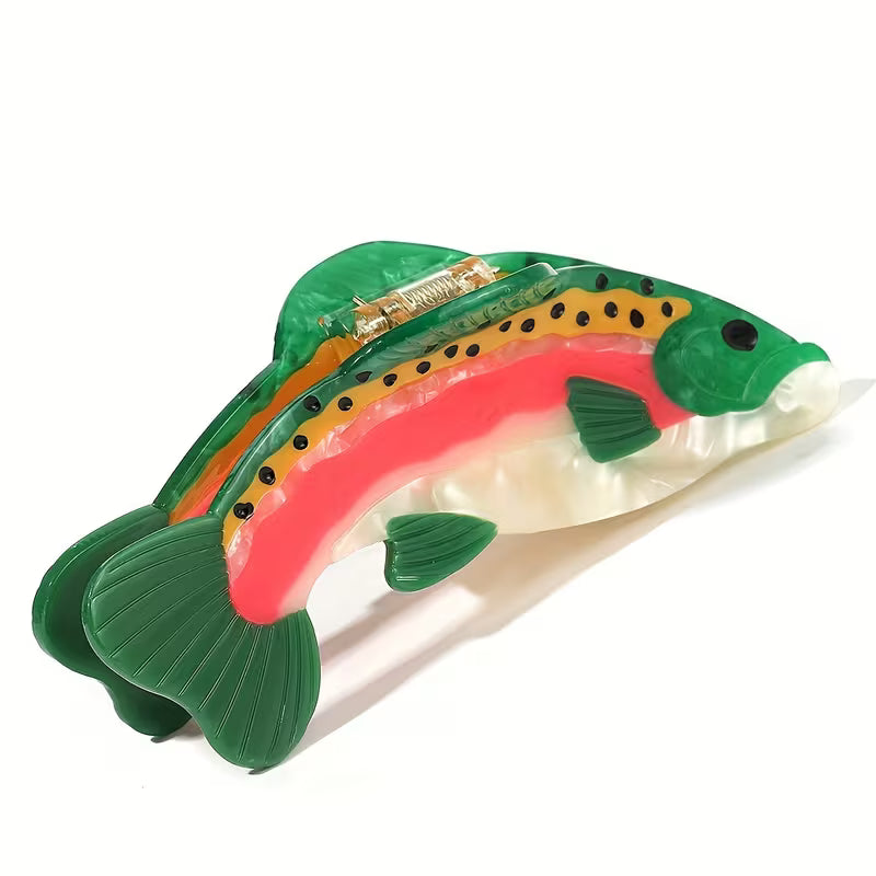 ACRYLIC TROUT HAIR CLIP - GREEN