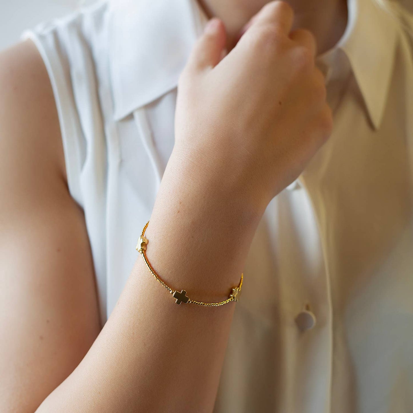 Faithful Cross Bangle-Gold, Cross Bracelet | Christian