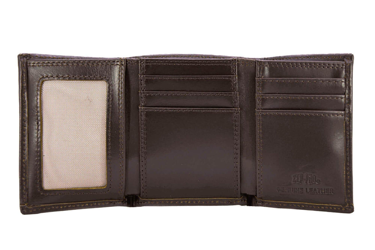 Bass Men's Trifold Old School Camo Leather Wallet
