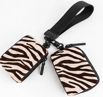 Zebra Striped Dual Pouch Wristlet