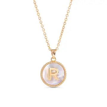 Gold Mother of Pearl Initial Necklaces