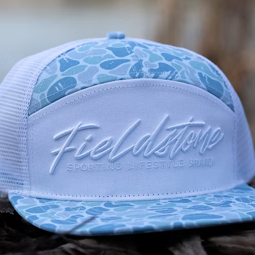7 Panel Blue Backwoods Script Hat - Camo