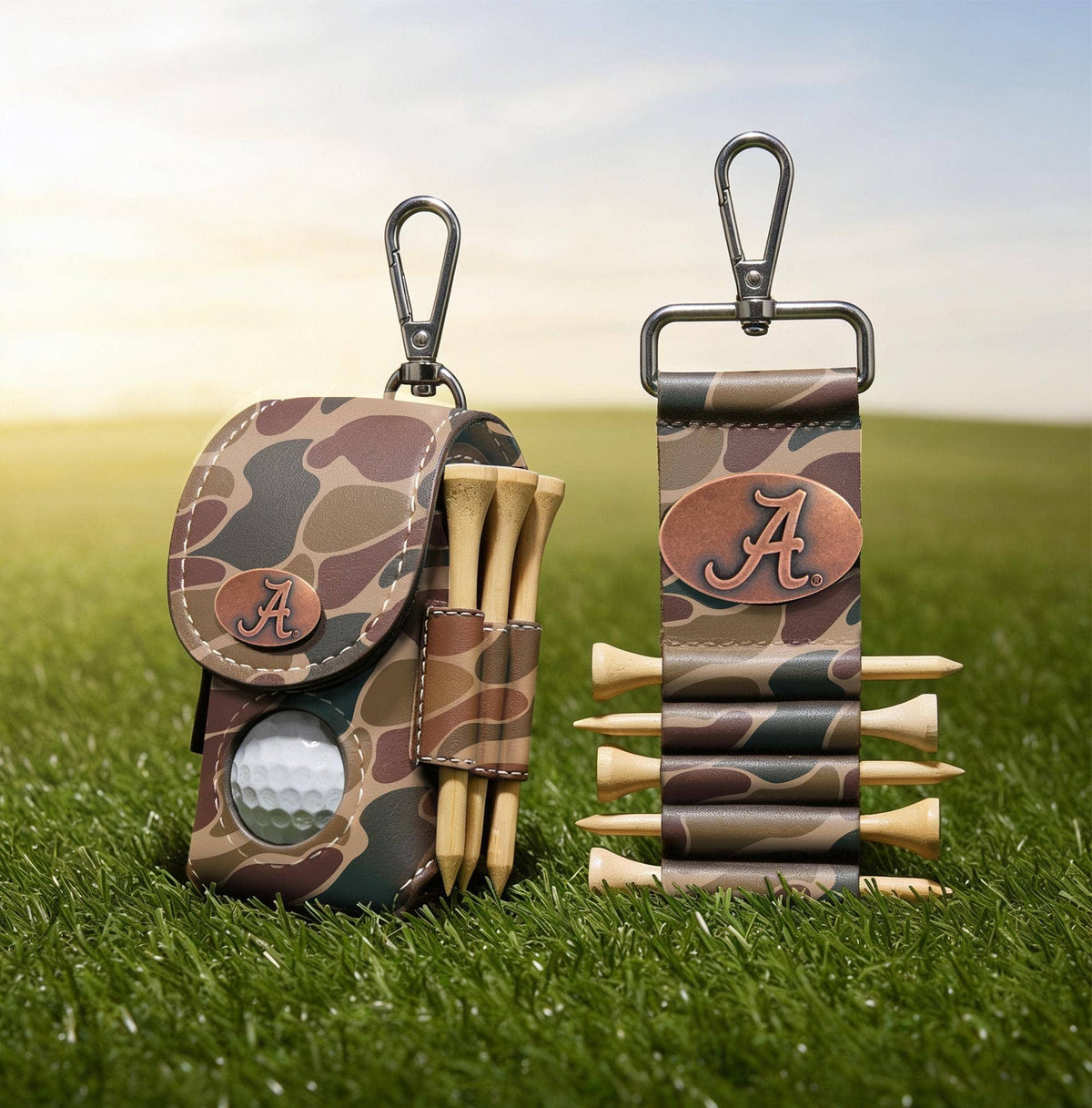 Alabama Crimson Tide Leather Golf Ball and Tee Holder