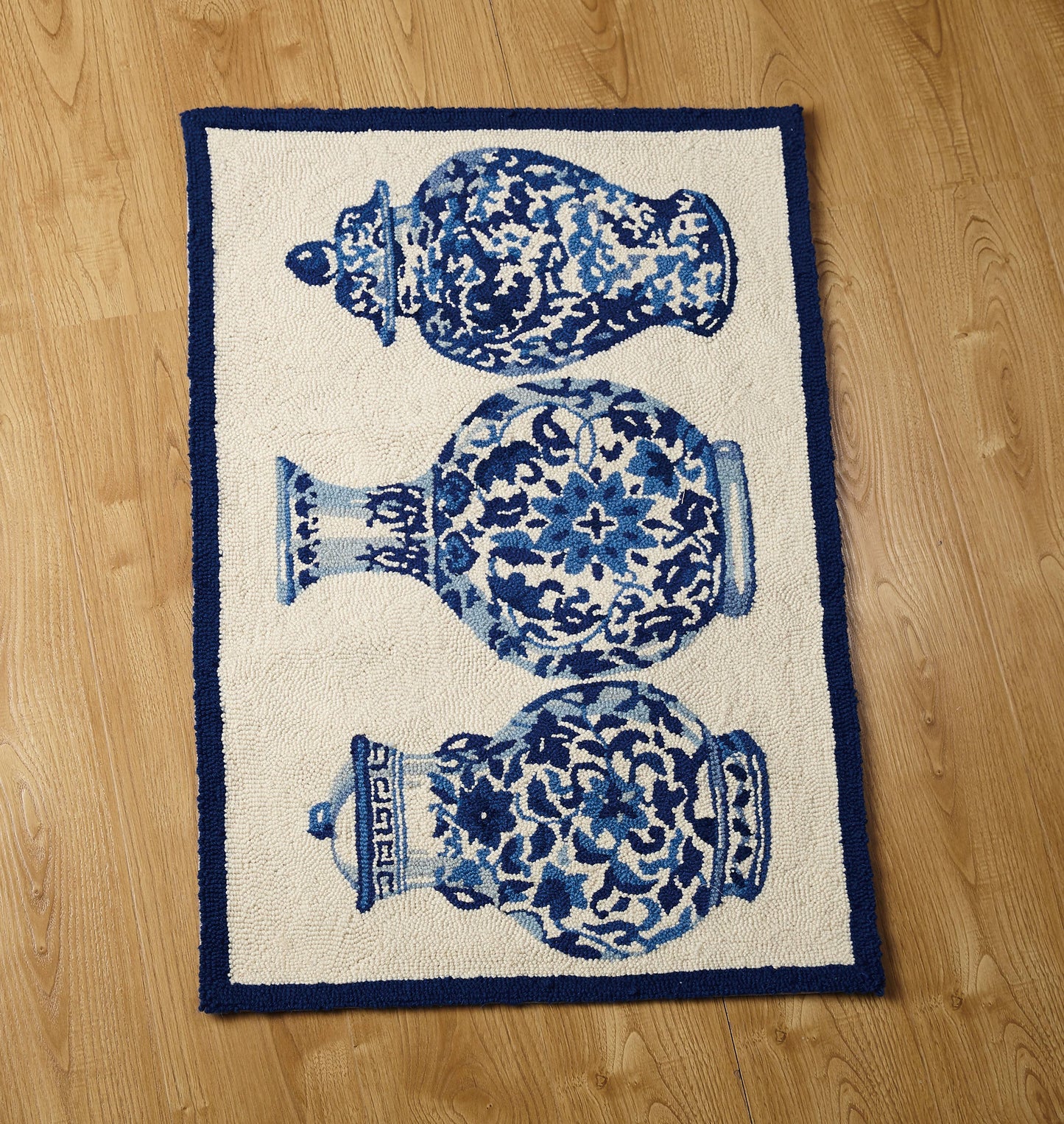 Chinoiserie Vases Hook Rug - Sally Eckman Roberts
