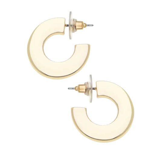 Cali Large Flat Hoop Earrings in Shiny Gold