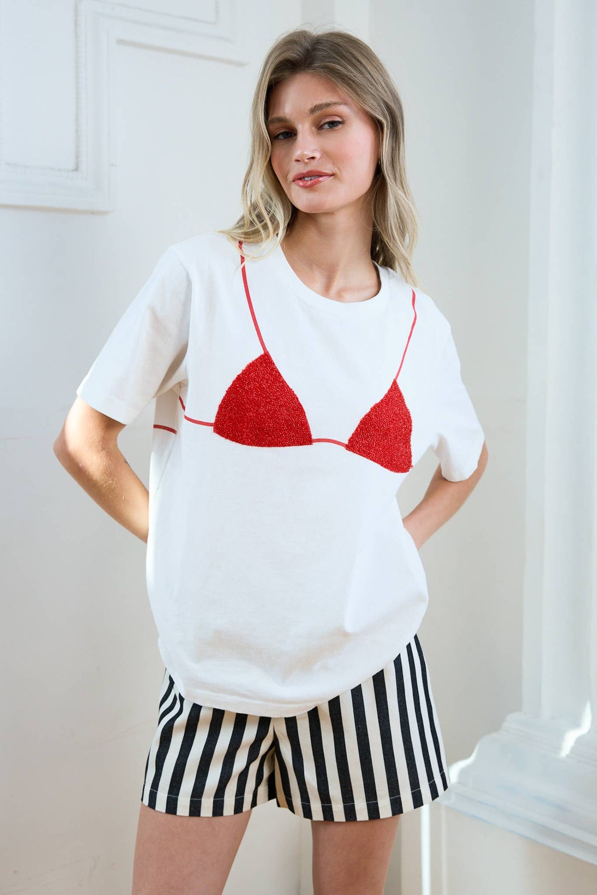 Caviar Print Bikini Graphic Tee