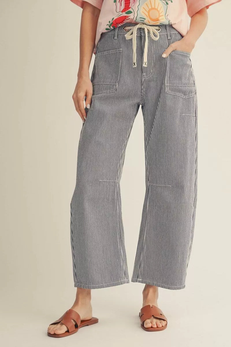 COASTAL STRIPED PANTS-DENIM