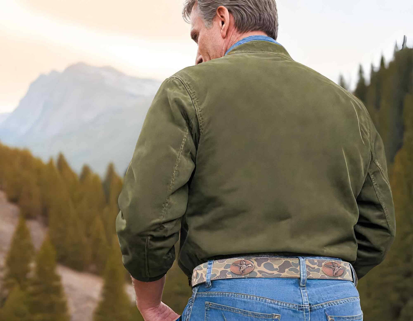 Shotshell Old School Camo Leather Belt