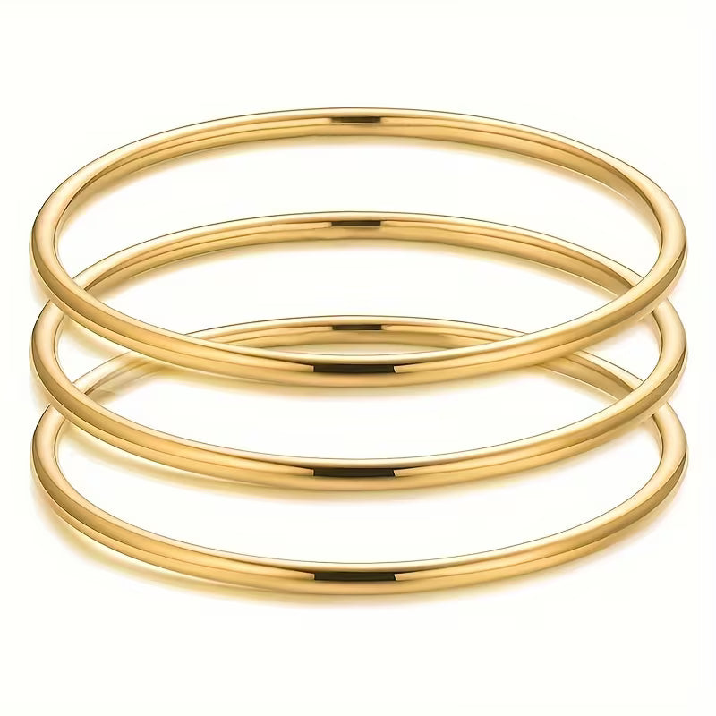 THREE PIECE SET GOLDEN BANGLE BRACELETS