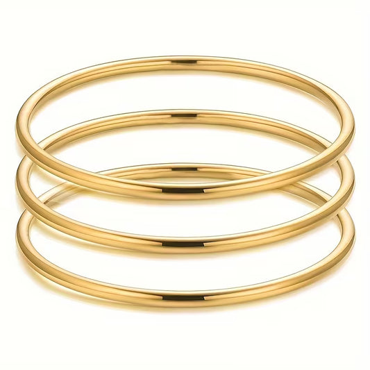 THREE PIECE SET GOLDEN BANGLE BRACELETS