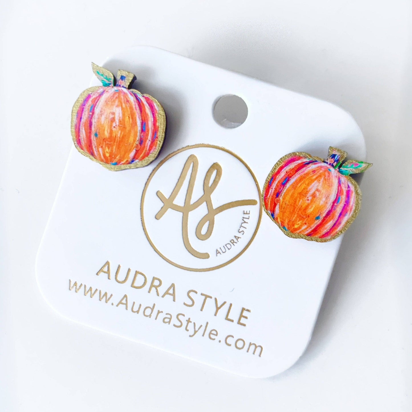 Fall Halloween Statement Earring Orange Pumpkin Stud