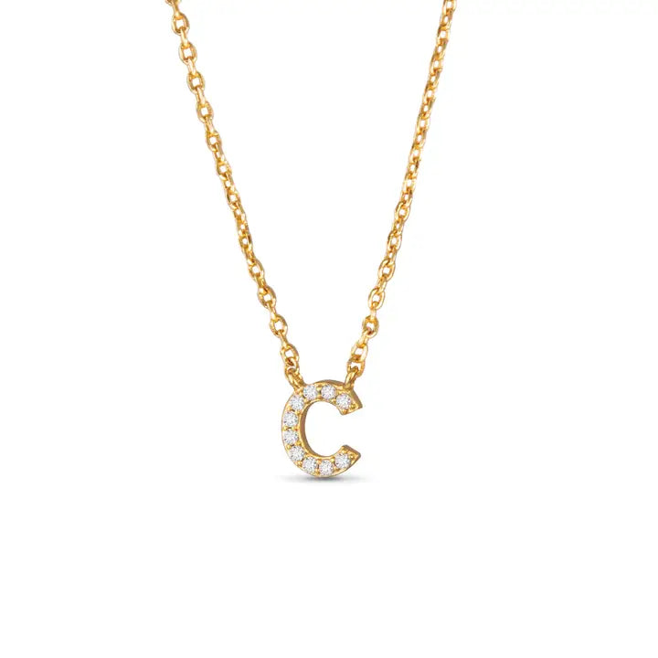 Gold Cz Initial Necklace