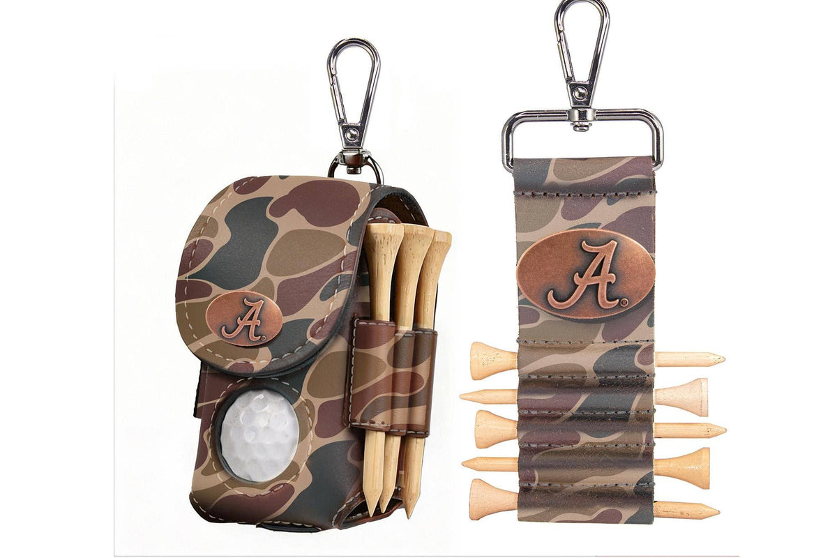 Alabama Crimson Tide Leather Golf Ball and Tee Holder