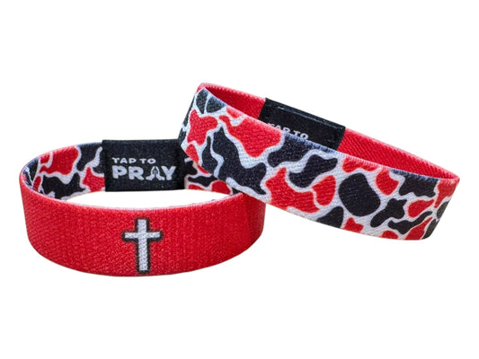 Tap To Pray™ Wristbands - Team Camo - Red & Black