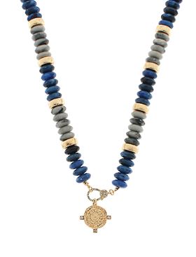 PAVE CON & COLOR STONE BEADED NECKLACE