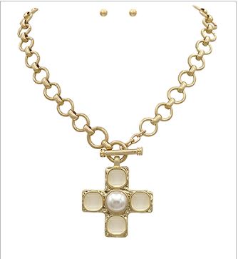 BYZANTINE CROSS & CHAIN NECKLACE SET