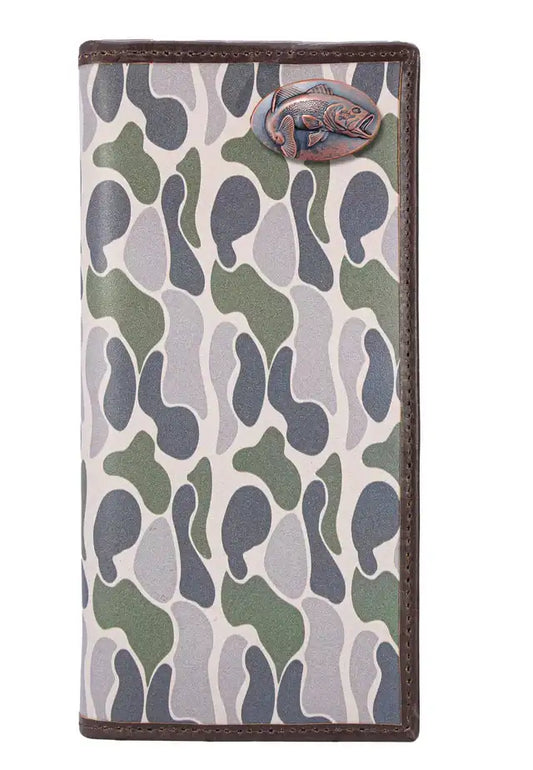 OLD SCHOOL CAMO SECRETARY WALLET - BASS