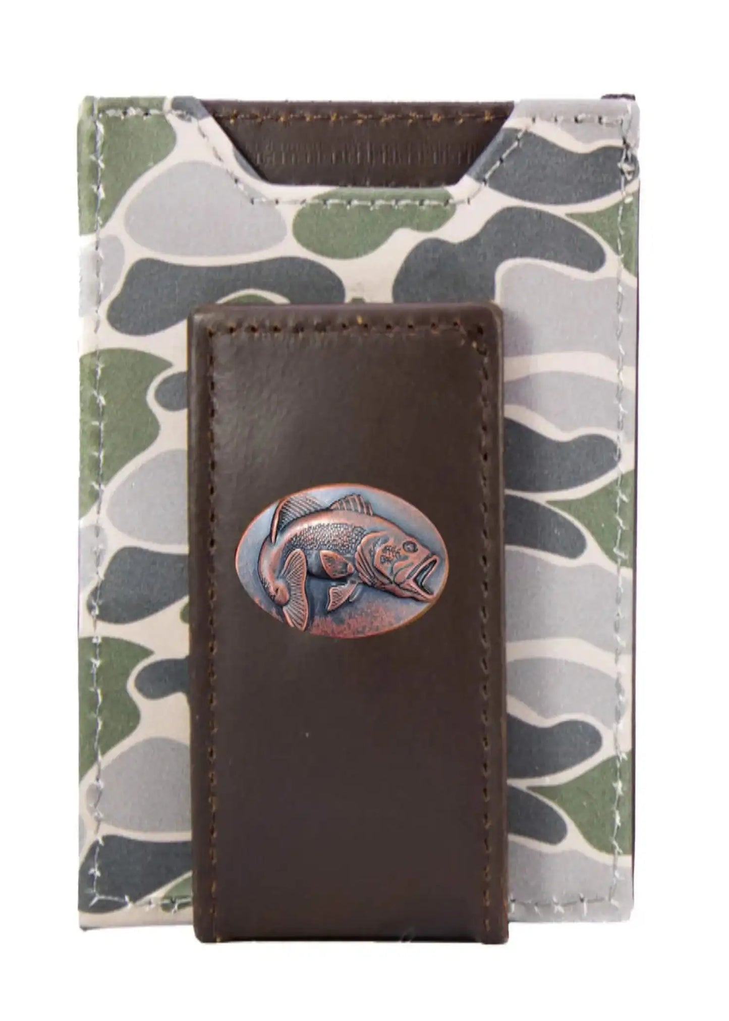 OLD SCHOOL CAMO FRONT POCKET WALLET - BASS
