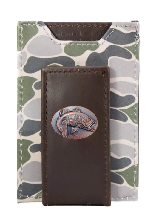 OLD SCHOOL CAMO FRONT POCKET WALLET - BASS