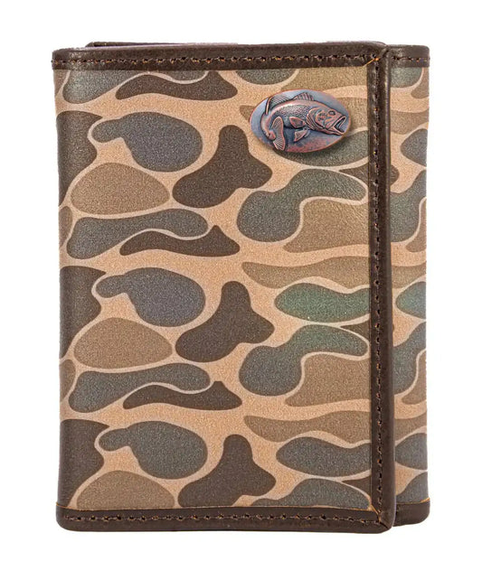OLD SCHOOL CAMO TRIFOLD WALLET - BASS BROWN CAMO