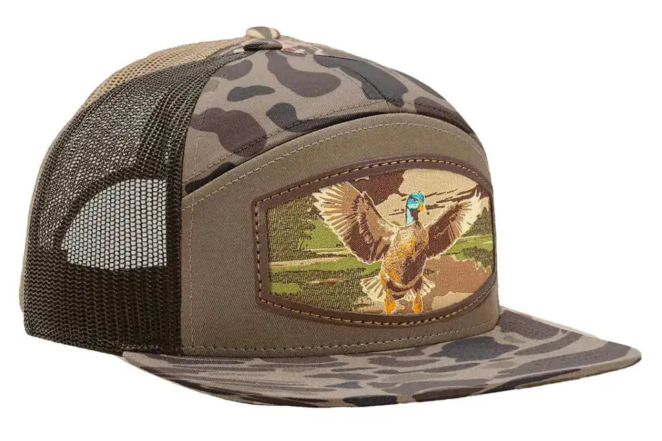 7 PANEL BROWN CAMO HAT - MALLARD PATCH