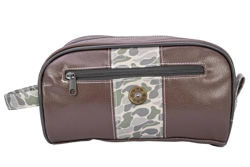 OLD SCHOOL CAMO TOILETRY BAG - SHOT GUN GREEN CAMO