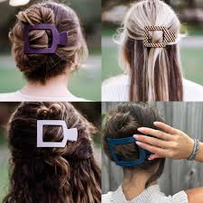 TELETIES Flat Square Hair Clip - Unbreakable Hair Accessory for Laying Back, Yoga, and Thick Hair