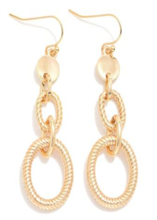 Textured Metal Tone Chain Link Drop Earrings