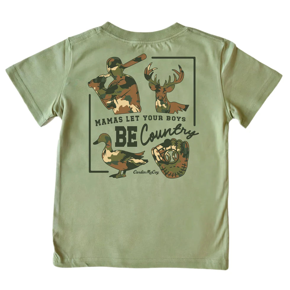 KIDS' BE COUNTRY TEE - LIGHT OLIVE
