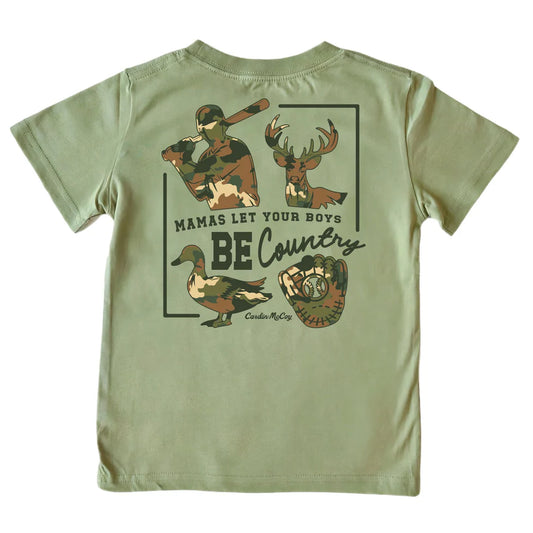KIDS' BE COUNTRY TEE - LIGHT OLIVE
