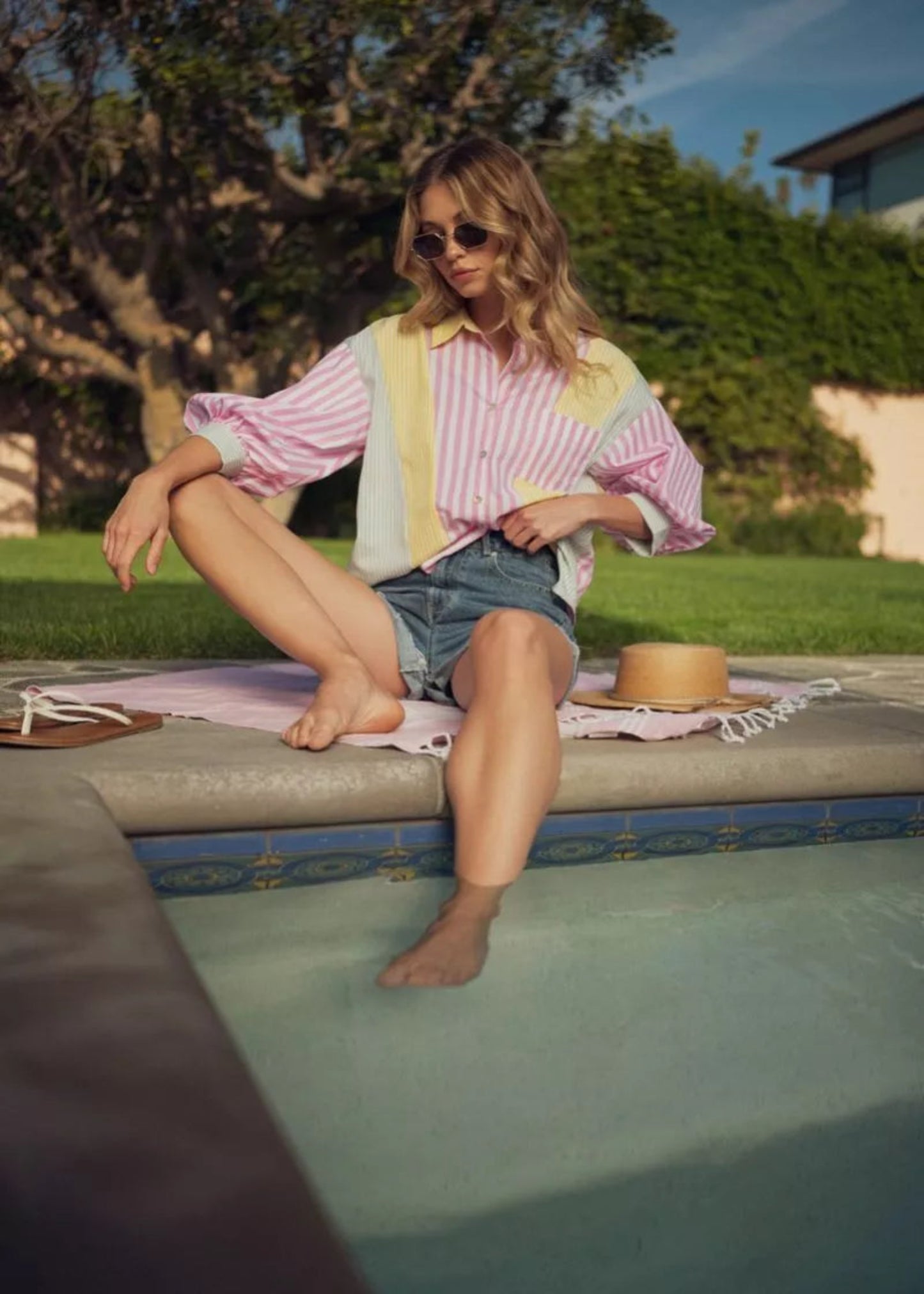 SHERBERT BUTTON UP - PINK/YELLOW