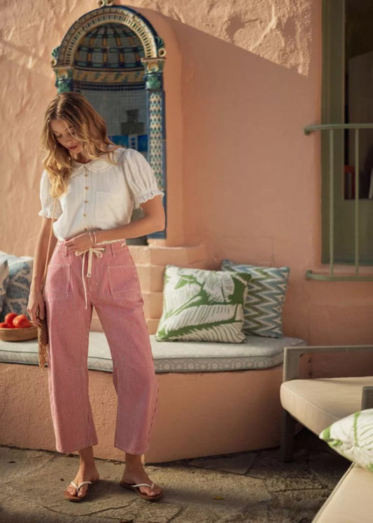 COASTAL STRIPED PANTS - RED