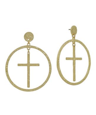 Cross & Circle Outline Earrings