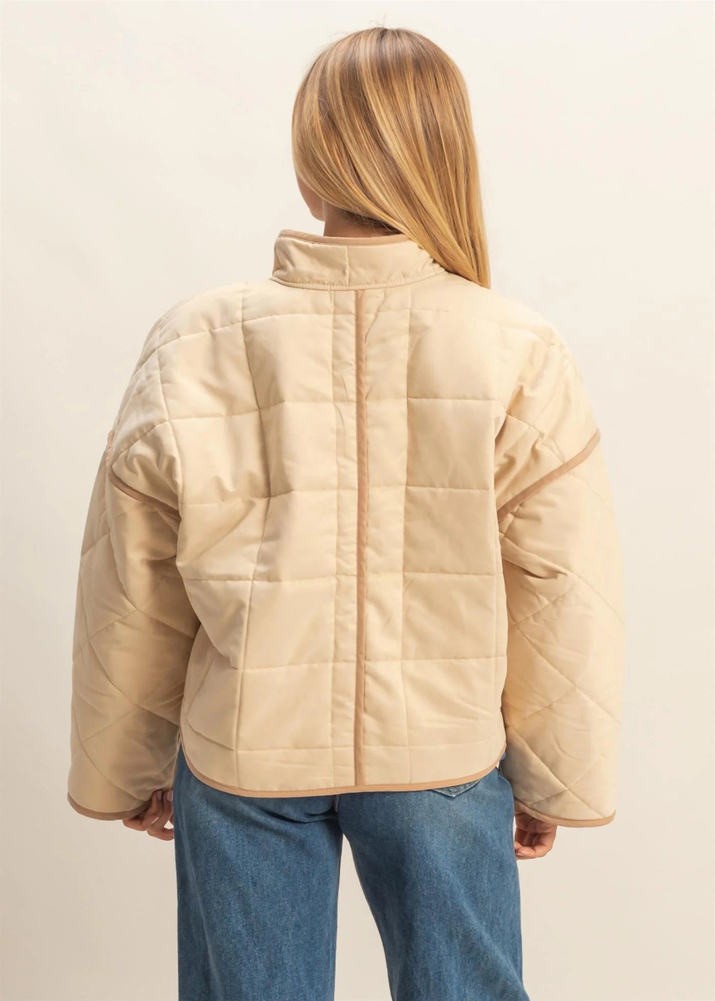 LEXI QUILTED PUFFER JACKET - BEIGE